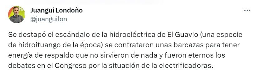 Publicación de Juan Londoño, periodista - crédito - crédito @JuanGuiLon/X