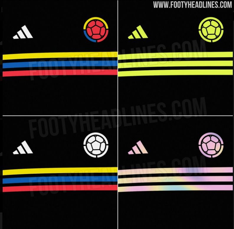 Opciones de la nueva camiseta de la selección Colombia - crédito Footy Headliners