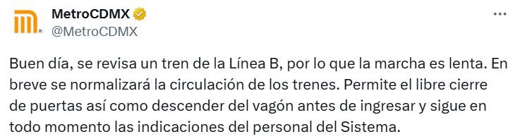 Avance en tiempo real de las diversas líneas del STC capitalino. (TW Metro CDMX)