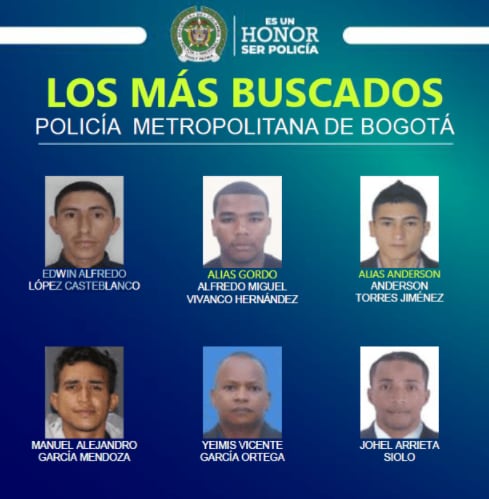 Os criminosos mais procurados de Bogotá