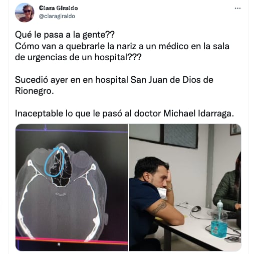 Rejection of the assault on a doctor in Rionegro, Antioquia. Screenshot