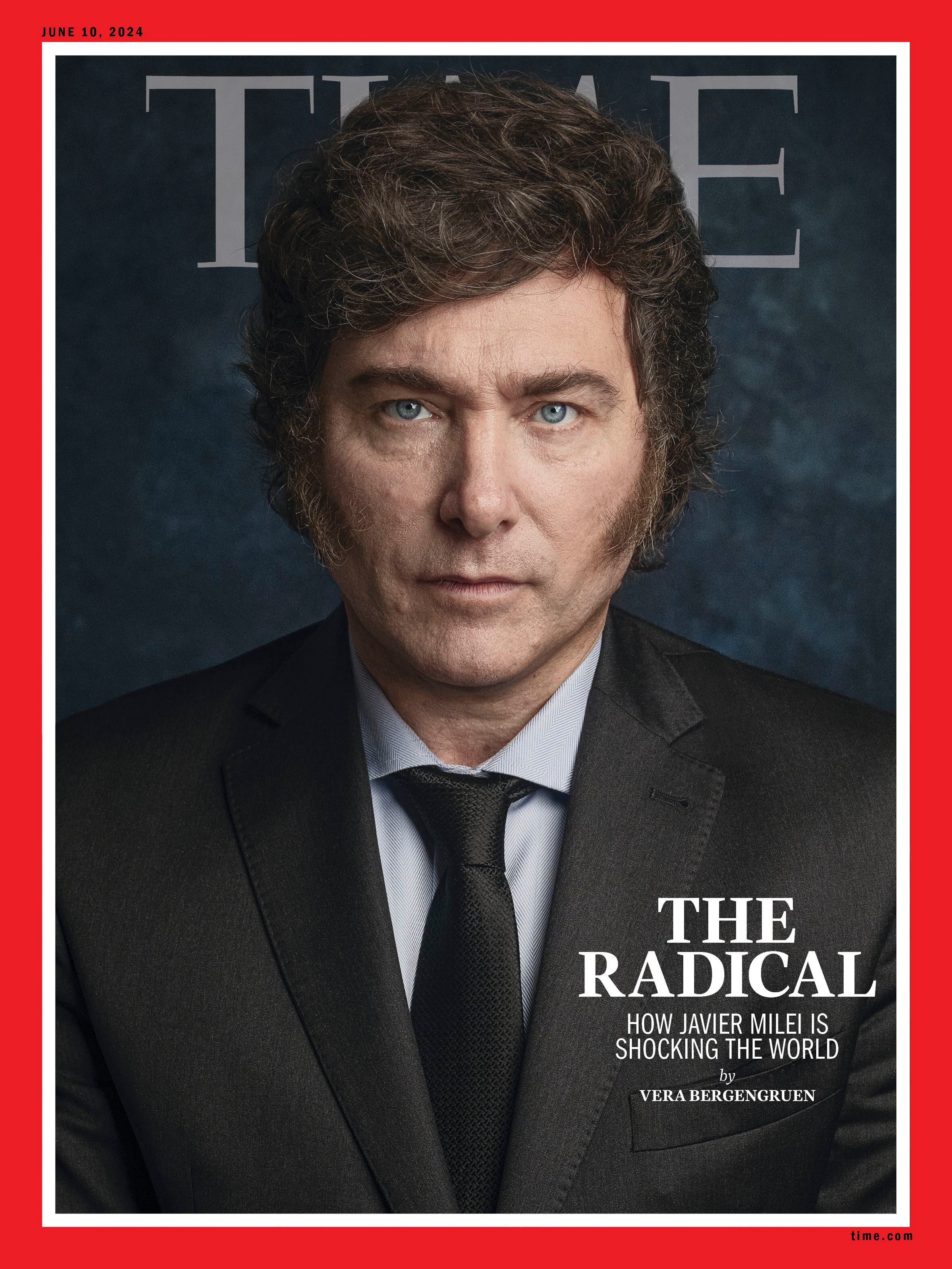 Javier Milei, en la portada de la última edición de la revista Time