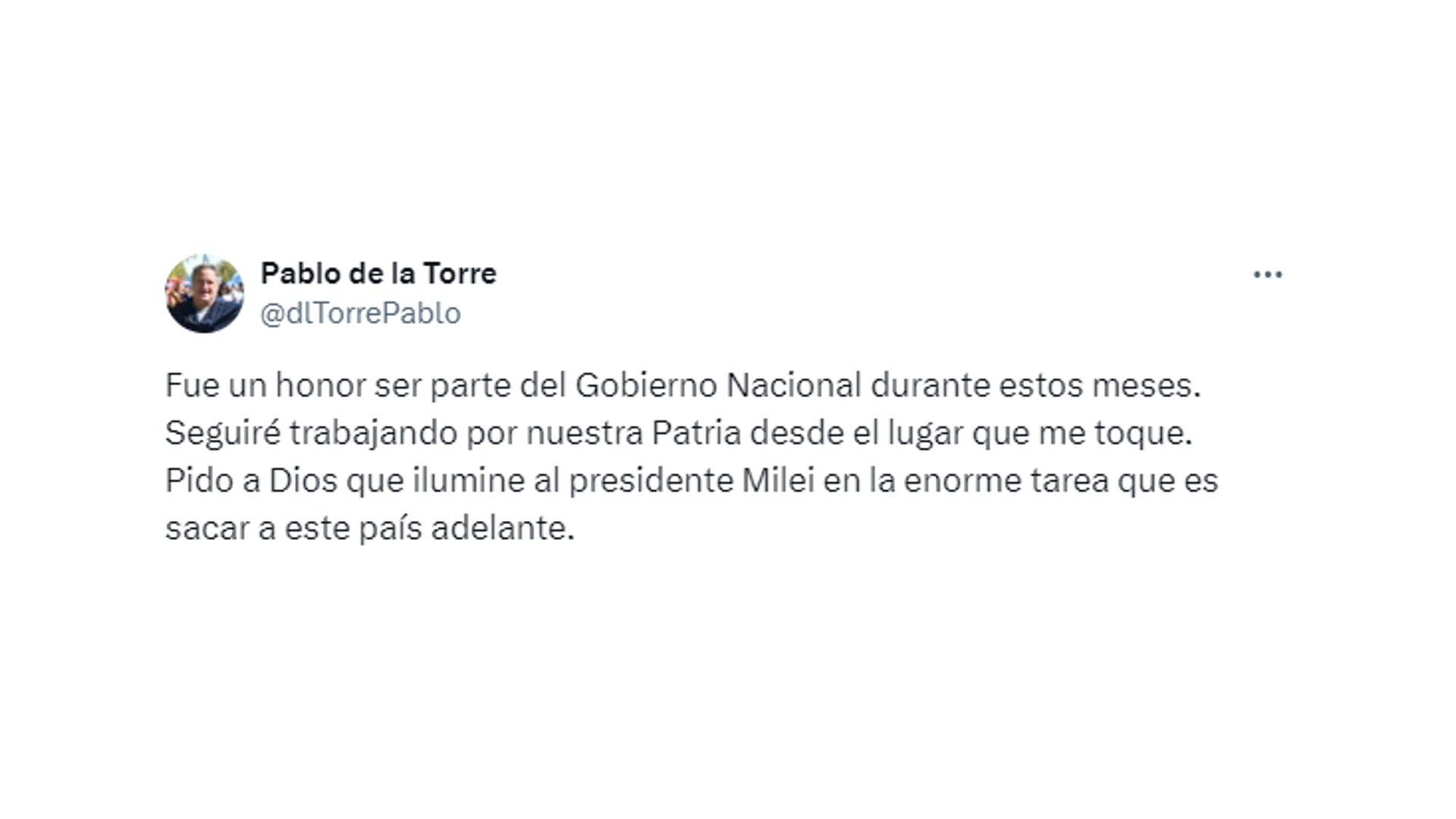 Pablo de la Torre - Salida del Gabinete