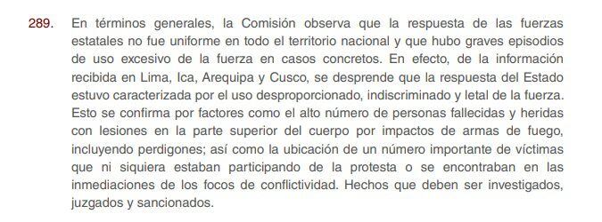 Conclusión del informe de la CIDH.