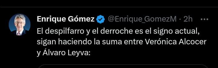 Gómez revivió los sobrecostos de la primera dama - créditos @Enrique_GomezM/X