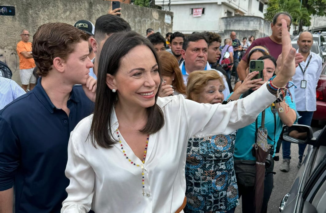 La candidata opositora María Corina Machado luego de votar en las primarias.  (X: @MariaCorinaYA)