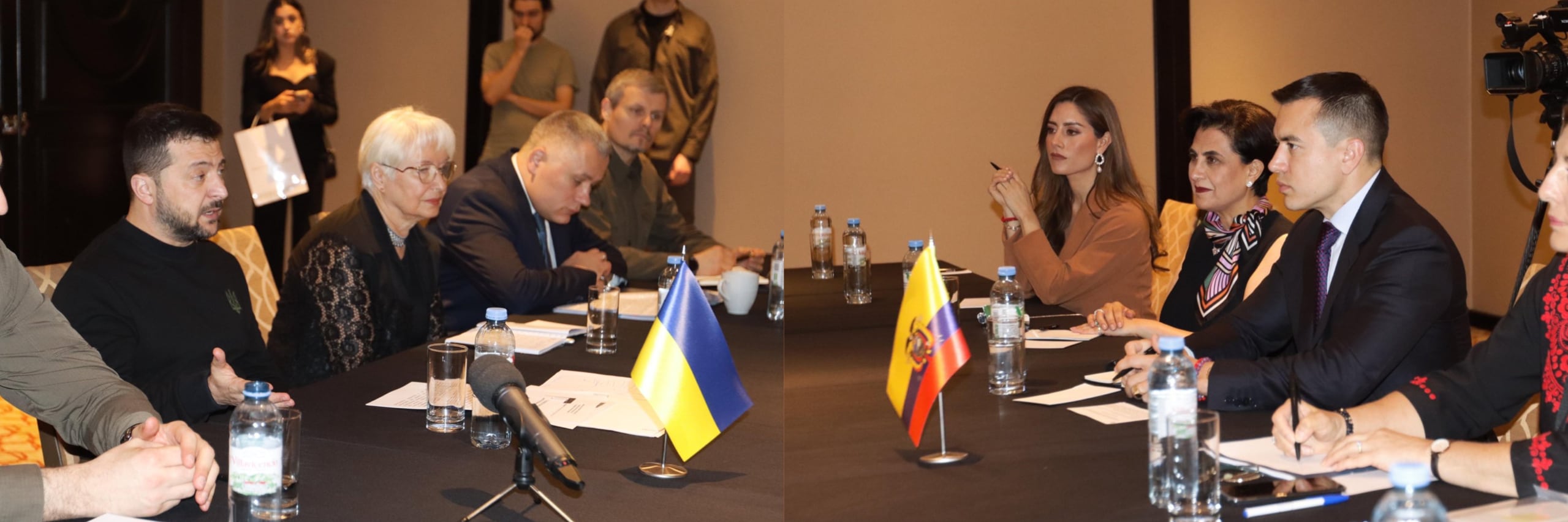 Las delegaciones de Ucrania y Ecuador durante su encuentro en Argentina. (X/Presidencia de Ecuador)