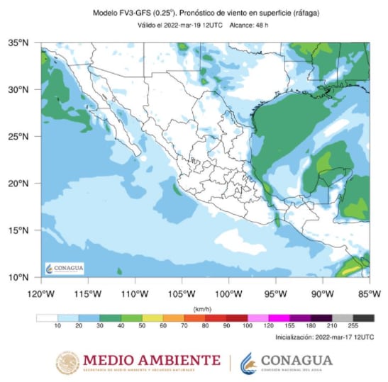 Weather in Mexico for Friday, March 18, 2022. Photo: @Conagua Clima