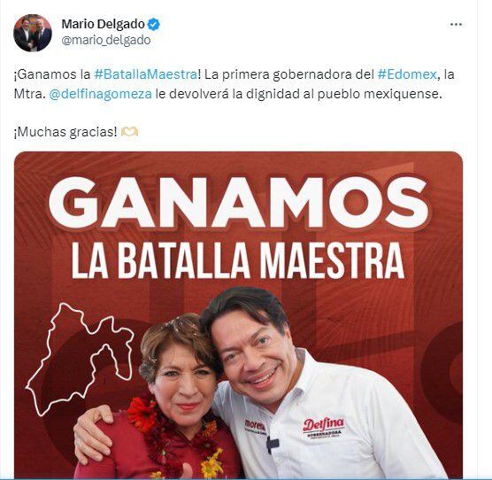 Mario Delgado Declara Ganadora A Delfina Gómez En Elecciones De Edomex