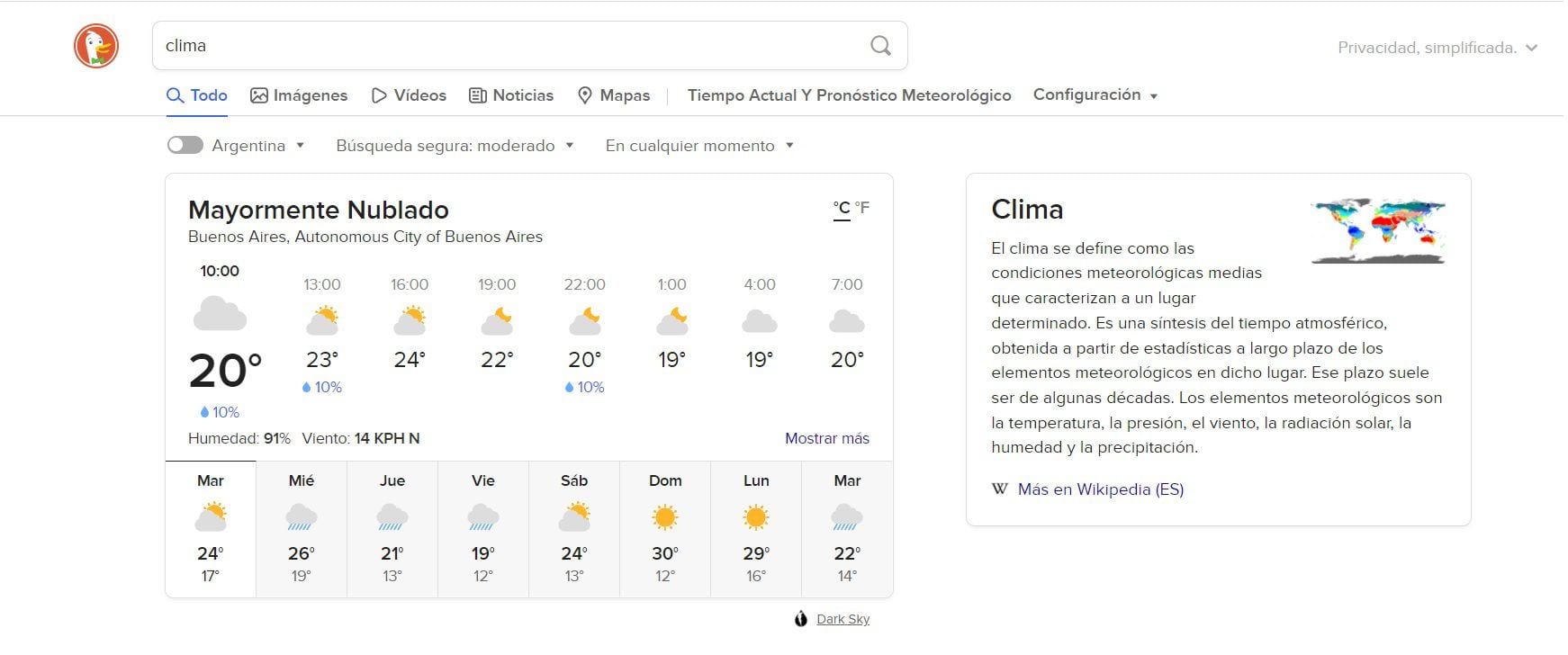 By typing “weather”, the system automatically searches for data on the weather conditions of the place where the user is.