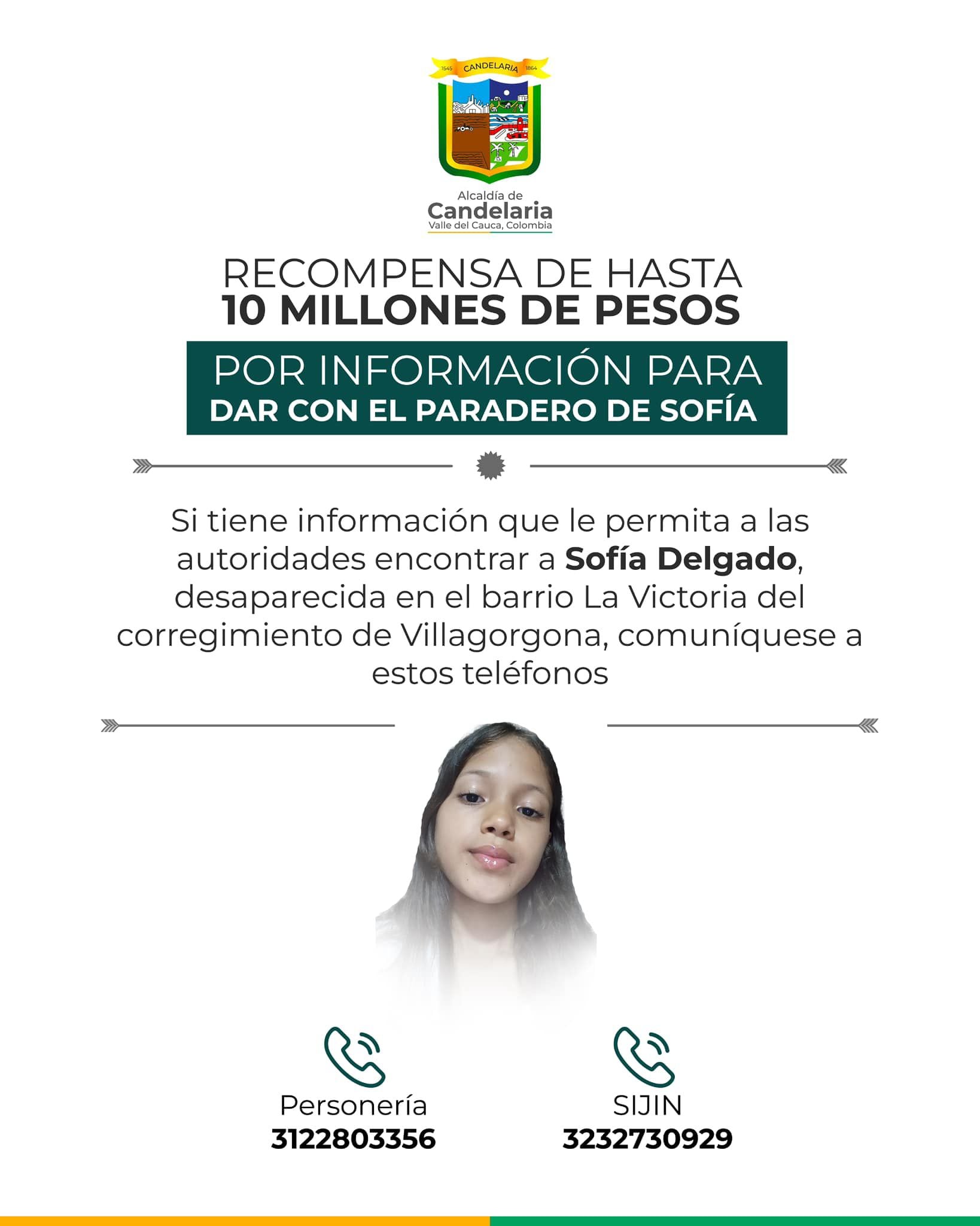 Cartel sobre la desaparición de la niña Sofía delgado - crédito Alcaldía de Candelaria