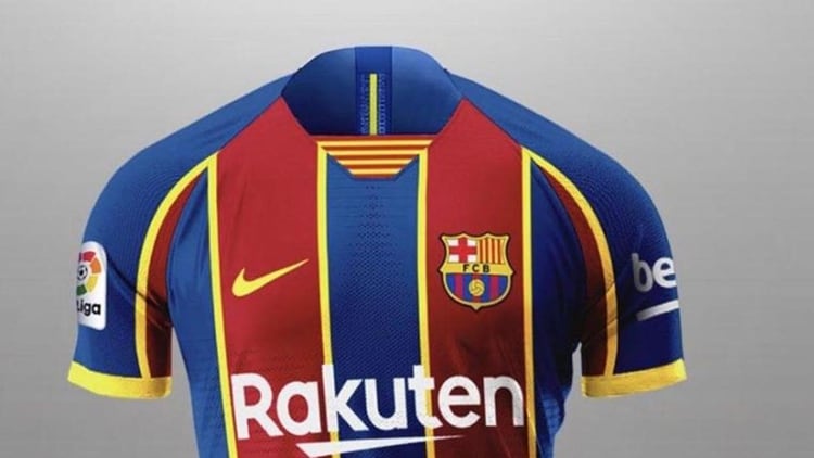 Una de las imágenes que se filtraron de la camiseta del Barcelona para la próxima temporada (Footy Headlines)
