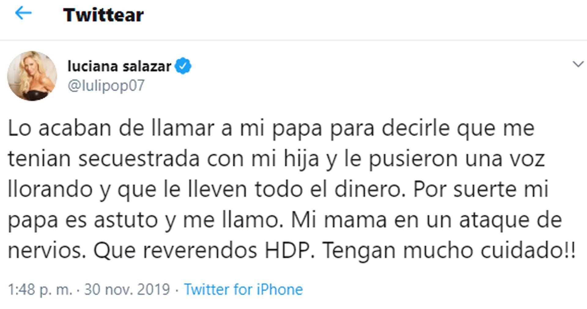 La actriz y modelo alertó sobre lo que le había ocurrido apenas minutos después del llamado que recibió su padre 