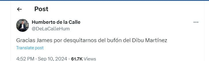 Humberto de la Calle  agradeció a James Rodríguez por su gol frente a Argentina - crédito @DeLaCalleHum