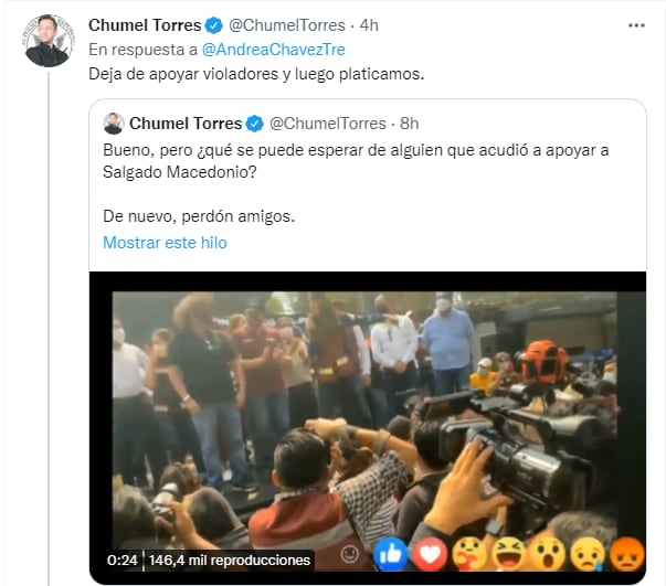 Chumel Torres s'en est pris à Andrea Chavez