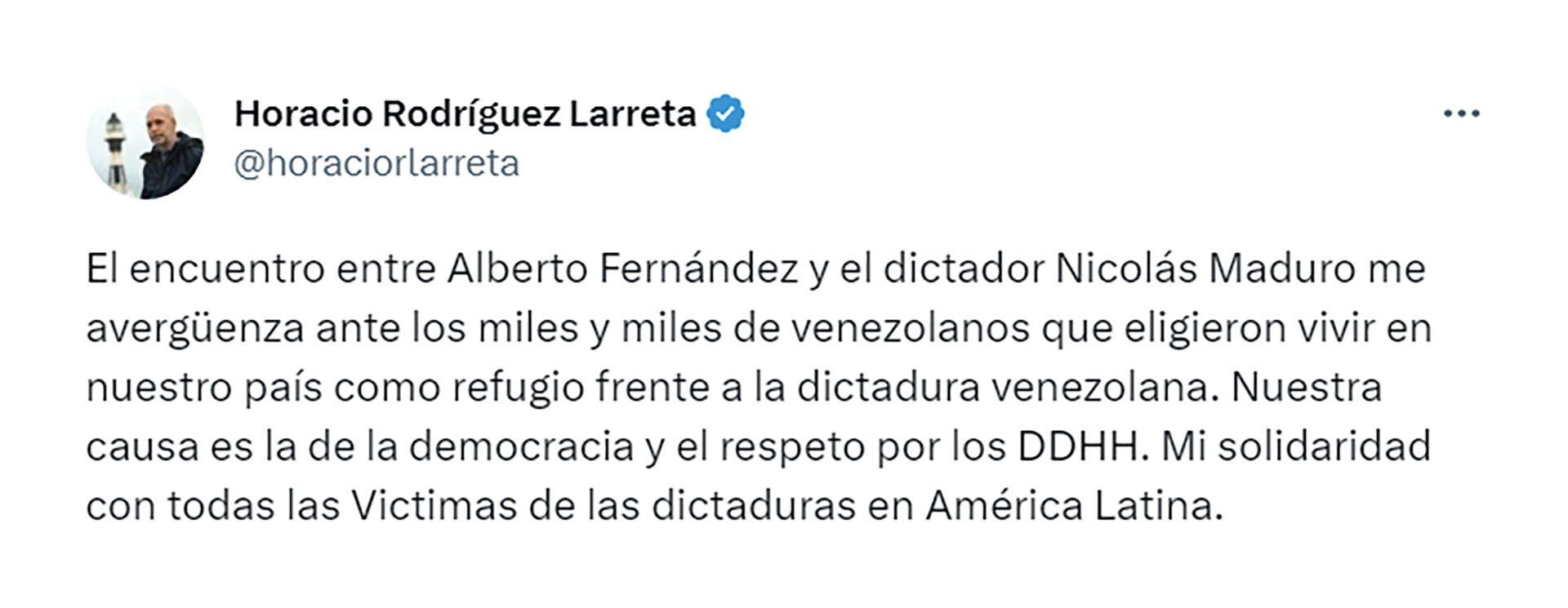 Tuit Larreta Maduro