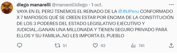 Jefe de Seguridad del Congreso tiene reposteos agraviantes contra periodistas y miembros de la JNJ. (Captura)