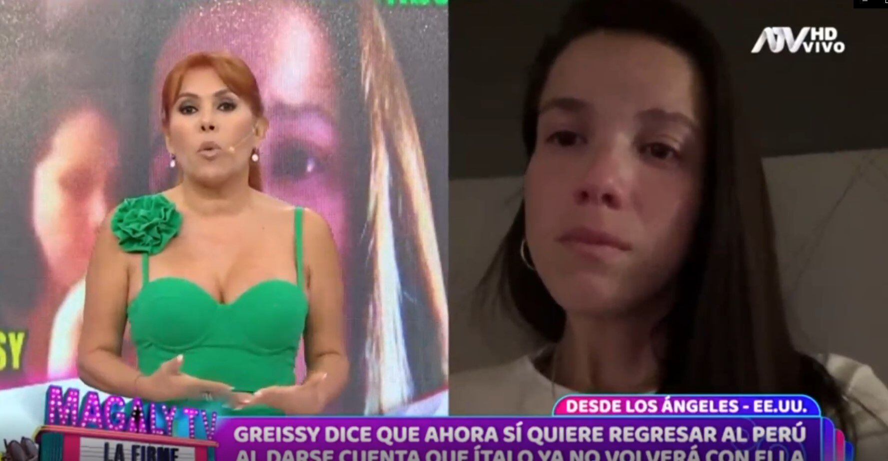 Greissy Ortega se lamenta por no haber hecho caso a Milena Zárate: “De terca me vine para acá”. (Captura: Magaly TV La Firme)