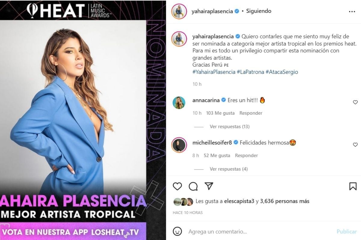 Nomination of Yahaira Plasencia. (Photo: Instagram)