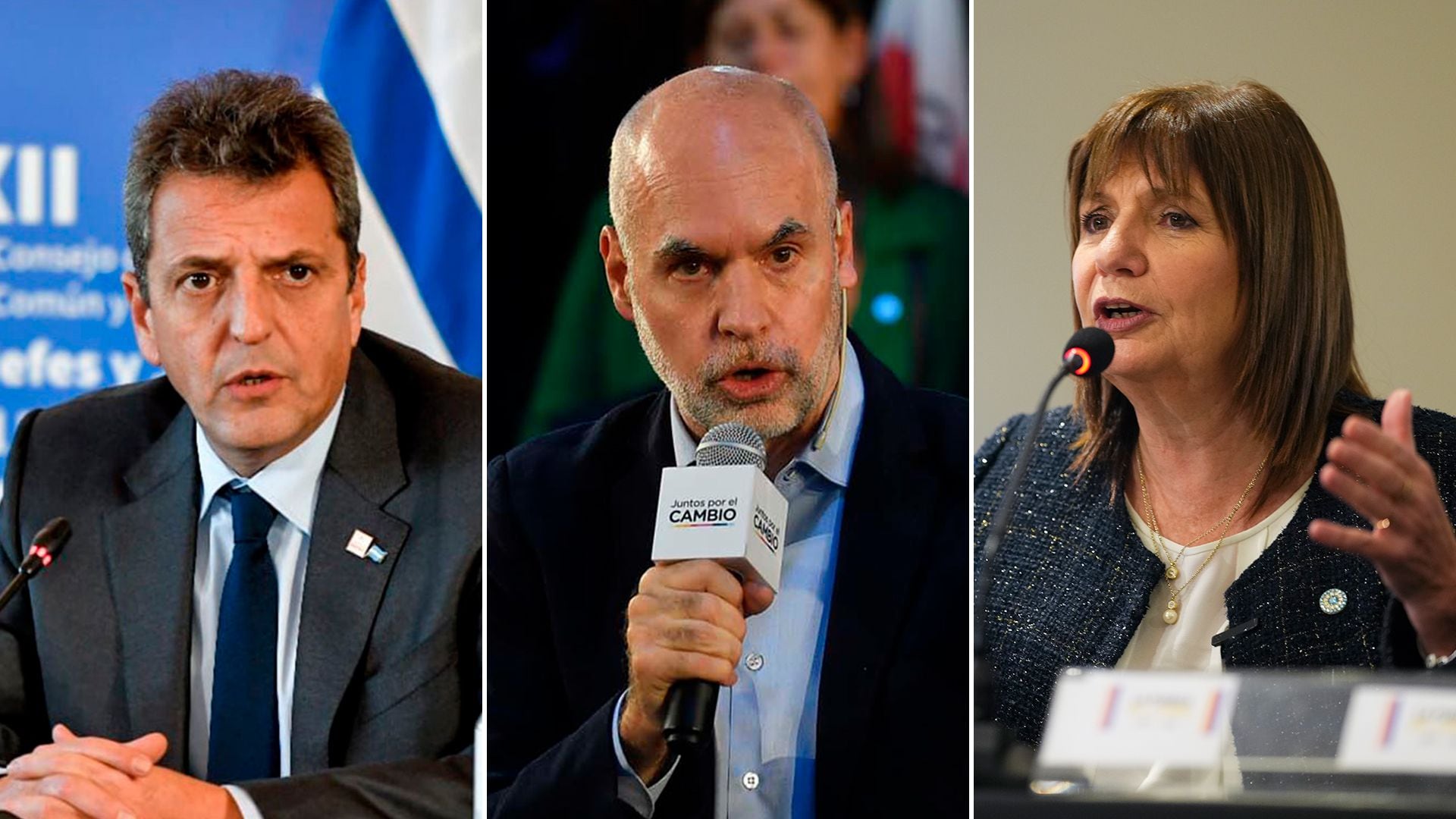 Sergio Massa, Horacio Rodríguez Larreta y Patricia Bullrich