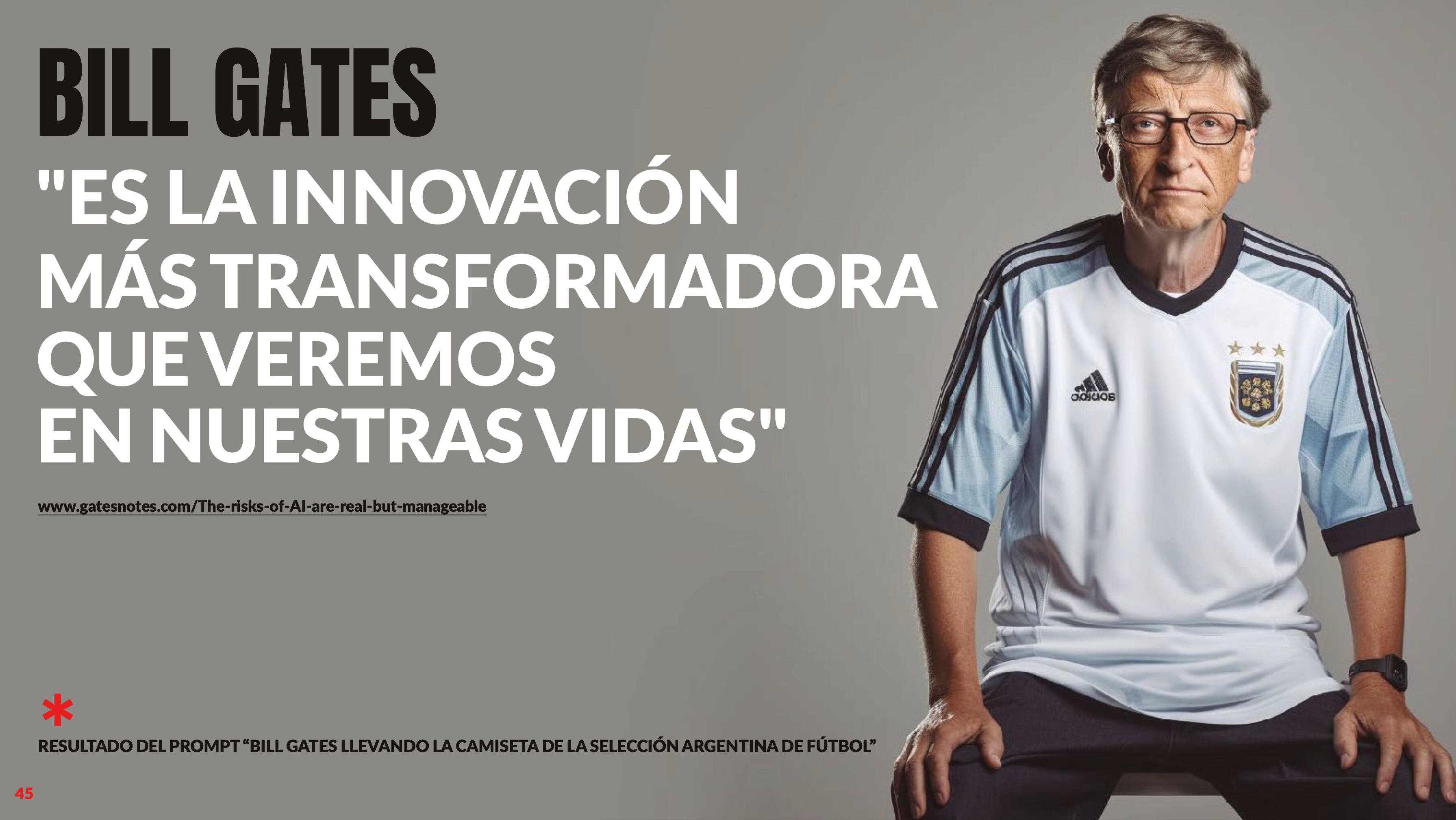 Daniel Hadad citó a Bill Gates, presentado gracias a la IA con una camiseta de la selección argentina.