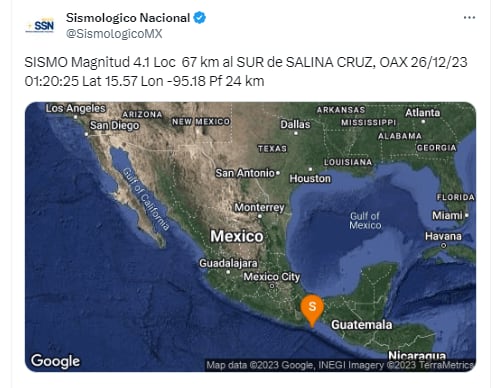 Temblor hoy en México: se registró un sismo de 4.1 en Salina Cruz, Oaxaca