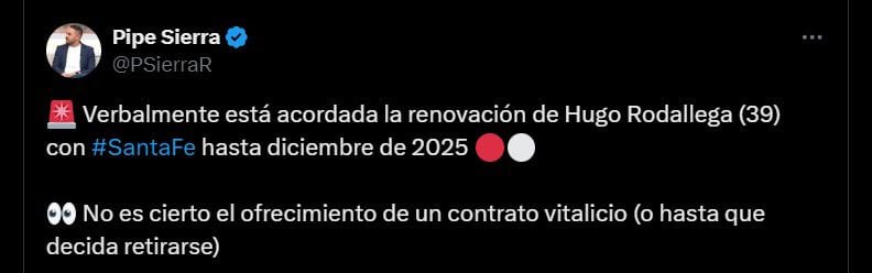 Hugo Rodallega podría firmar la renovación de su contrato en los próximos días - crédito @PSierraR/X