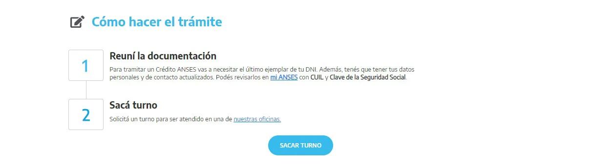 La Web de la Anses permite pedir el turno presencial necesario para obtener el crédito