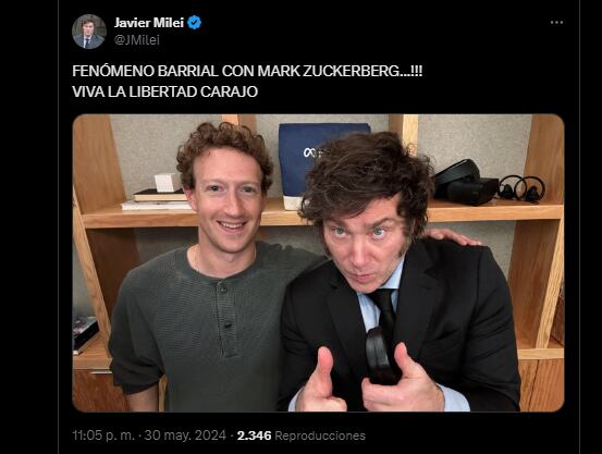 Javier Milei y Mark Zuckerberg