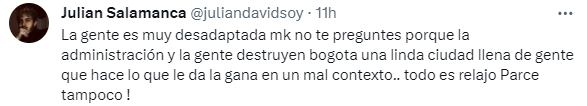 Críticas a los colados de TransMilenio. - crédito X