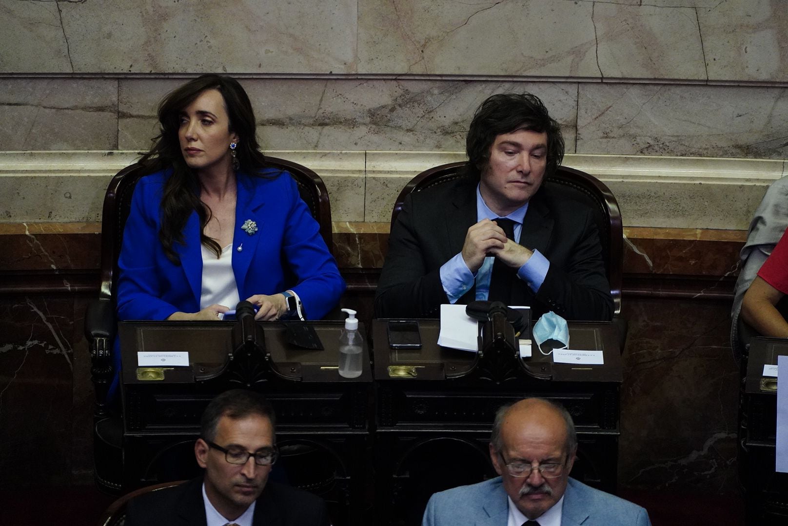 Javier Milei y Victoria Villarruel, los dos primeros diputados libertarios que ingresaron a la Cámara baja en 2021
