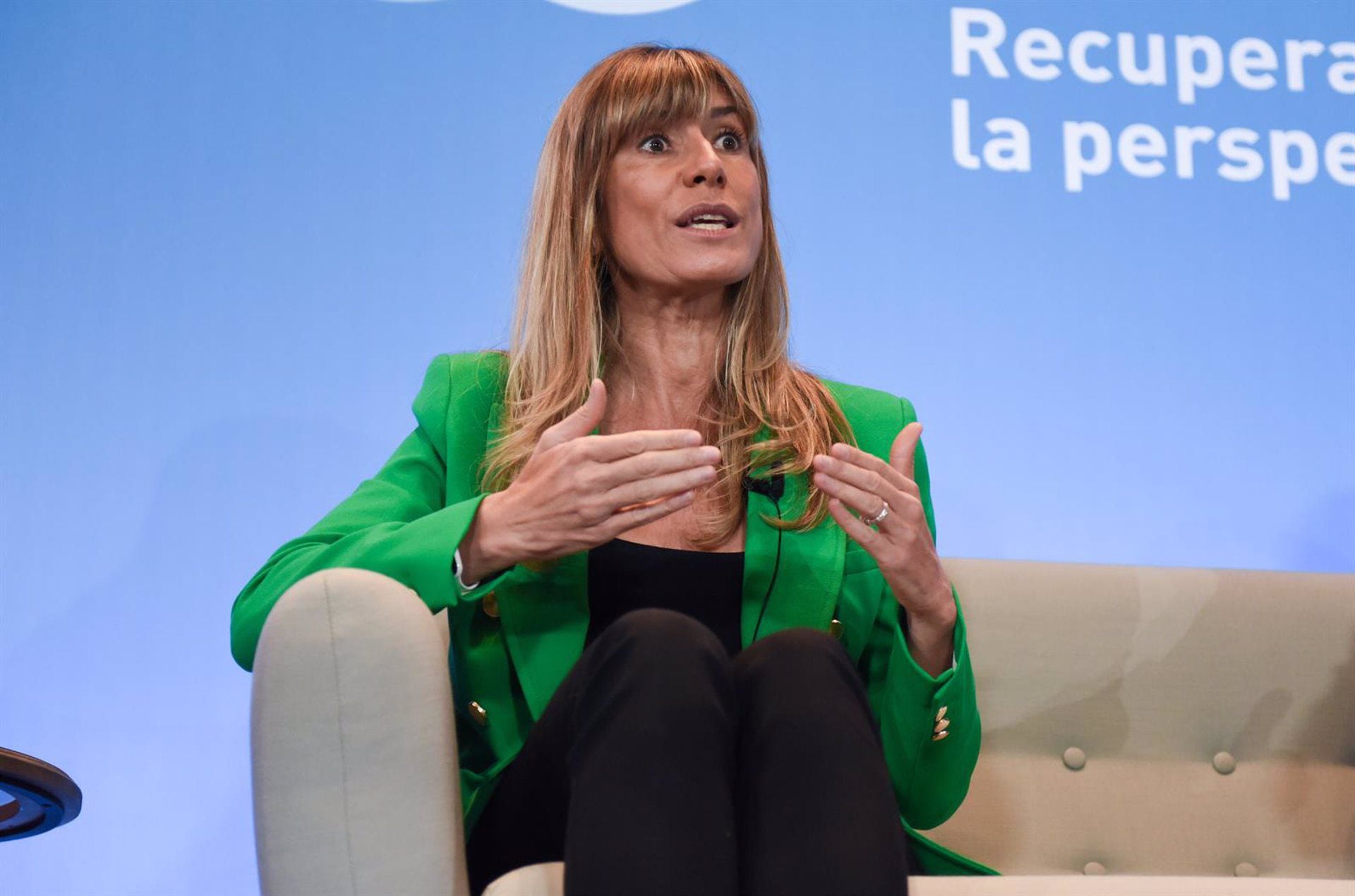 Begoña Gómez, la esposa del presidente Pedro Sánchez, a quien Milei apuntó duramente en su discurso (Gustavo Valiente - Europa Press)