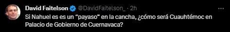 Faitelson sacó la cara por Nahuel Guzmán (X/@DavidFaitelson_)