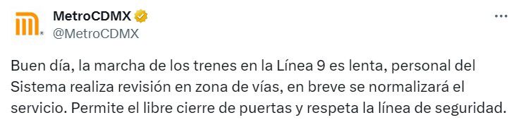 Avance en tiempo real de las diversas líneas del STC capitalino. (TW Metro CDMX)