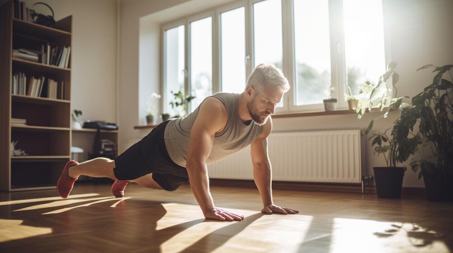 Esfuerzo en casa: La imagen muestra el compromiso de una persona en su hogar, abrazando un estilo de vida activo con fitness, yoga y ejercicio. Dedicación hacia el cuidado personal y la promoción de una vida saludable. (Imagen Ilustrativa Infobae)