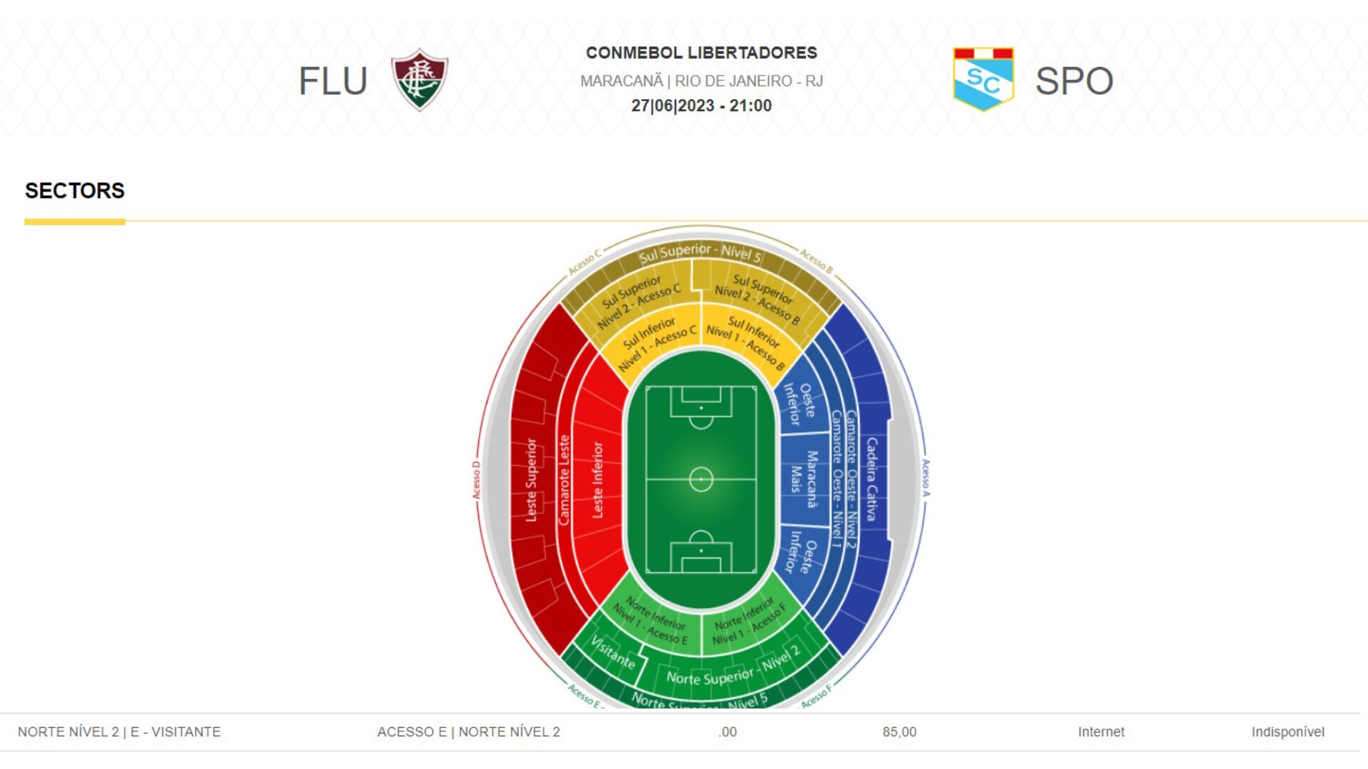 Entradas agotadas de la tribuna visitante del Fluminense vs Sporting Cristal.