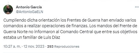 El comandante del ELN dijo que los frentes de la guerrilla deben realizar "operaciones de financiamiento" - crédito captura de pantalla.