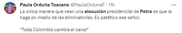 Comentarios contra el presidente Petro y su alocución. - crédito X