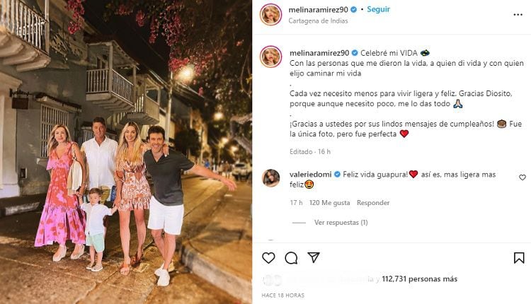 Melina Ramirez comemora seu aniversário. Foto: Instagram @melinaramirez90