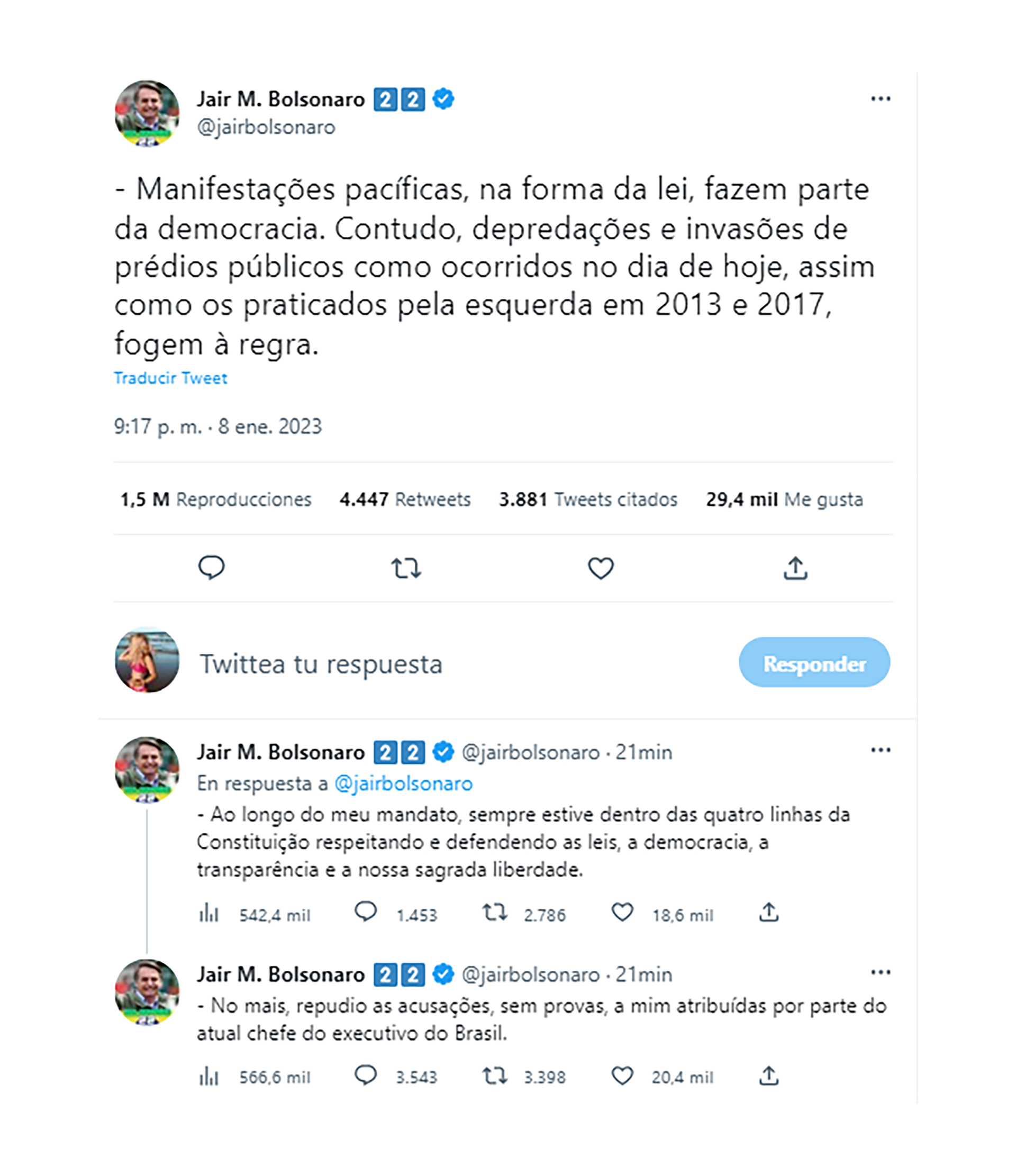 Habló Jair Bolsonaro Tras El Intento De Golpe De Estado En Brasil Y