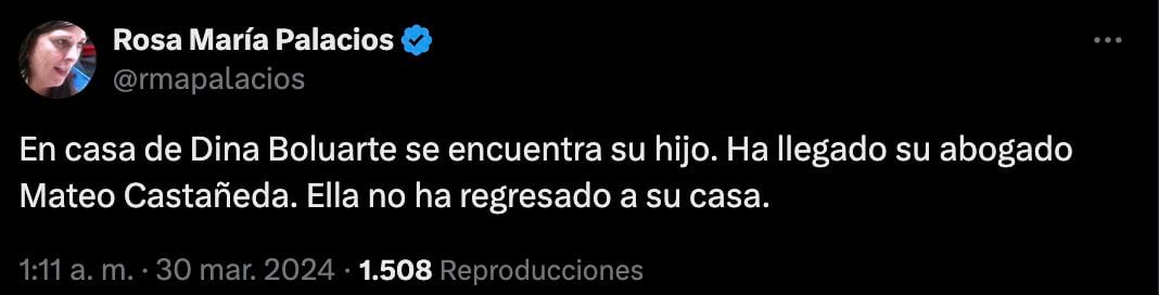 Rosa María Palacios da detalles sobre el desarrollo del allanamiento a la casa de Dina Boluarte.