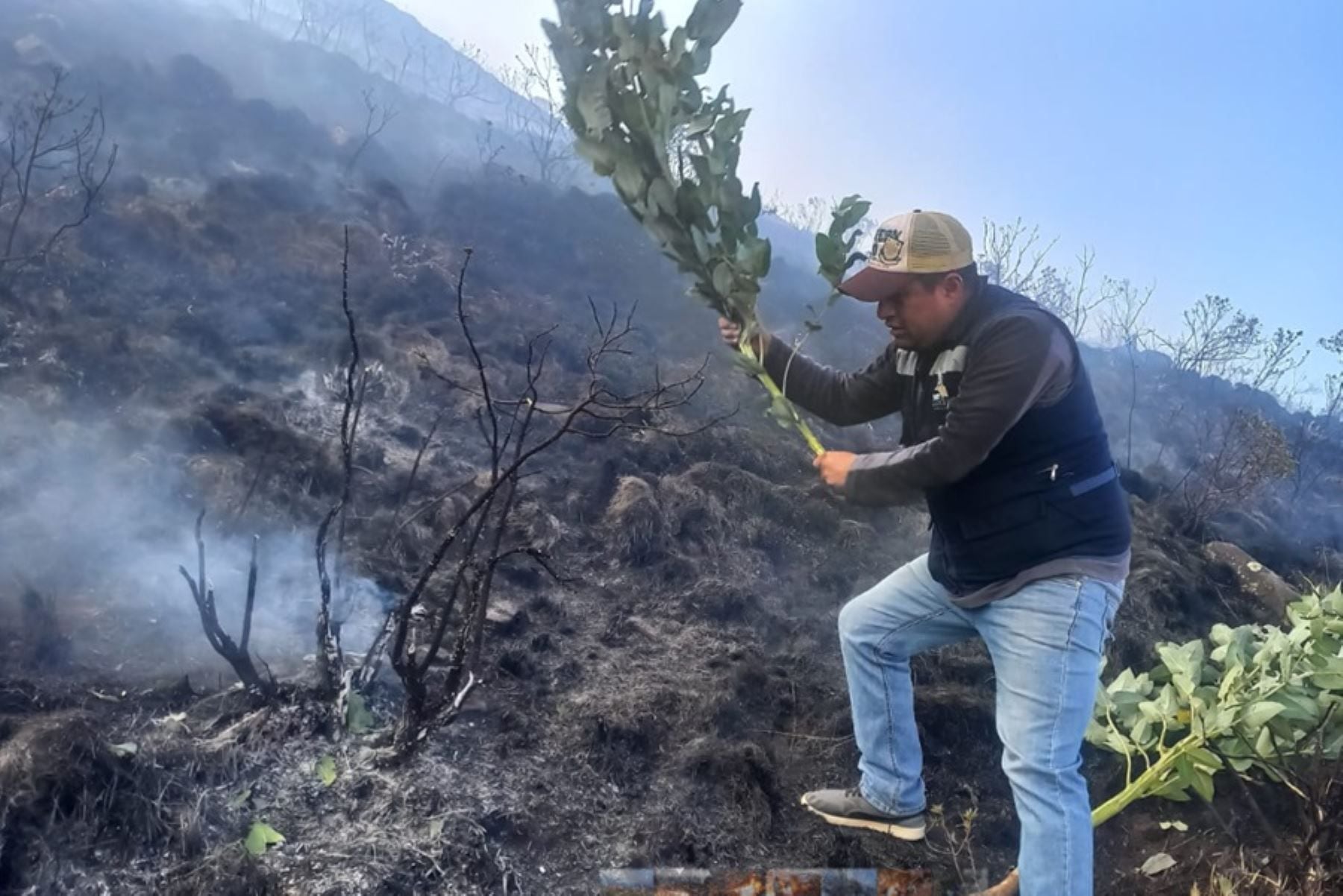 El fuego llegó hasta el cerro San Cristóbal. - Crédito: Andina