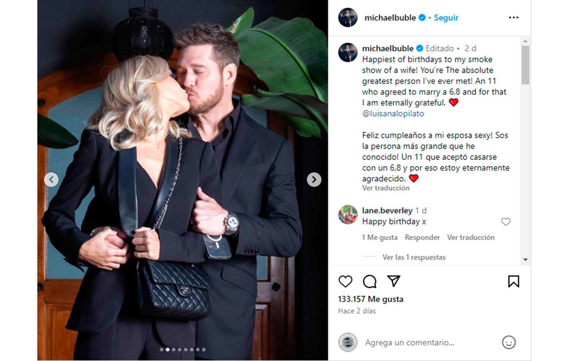 Así fue la fiesta de cumpleaños que le organizó Michael Bublé a Luisana Lopilato