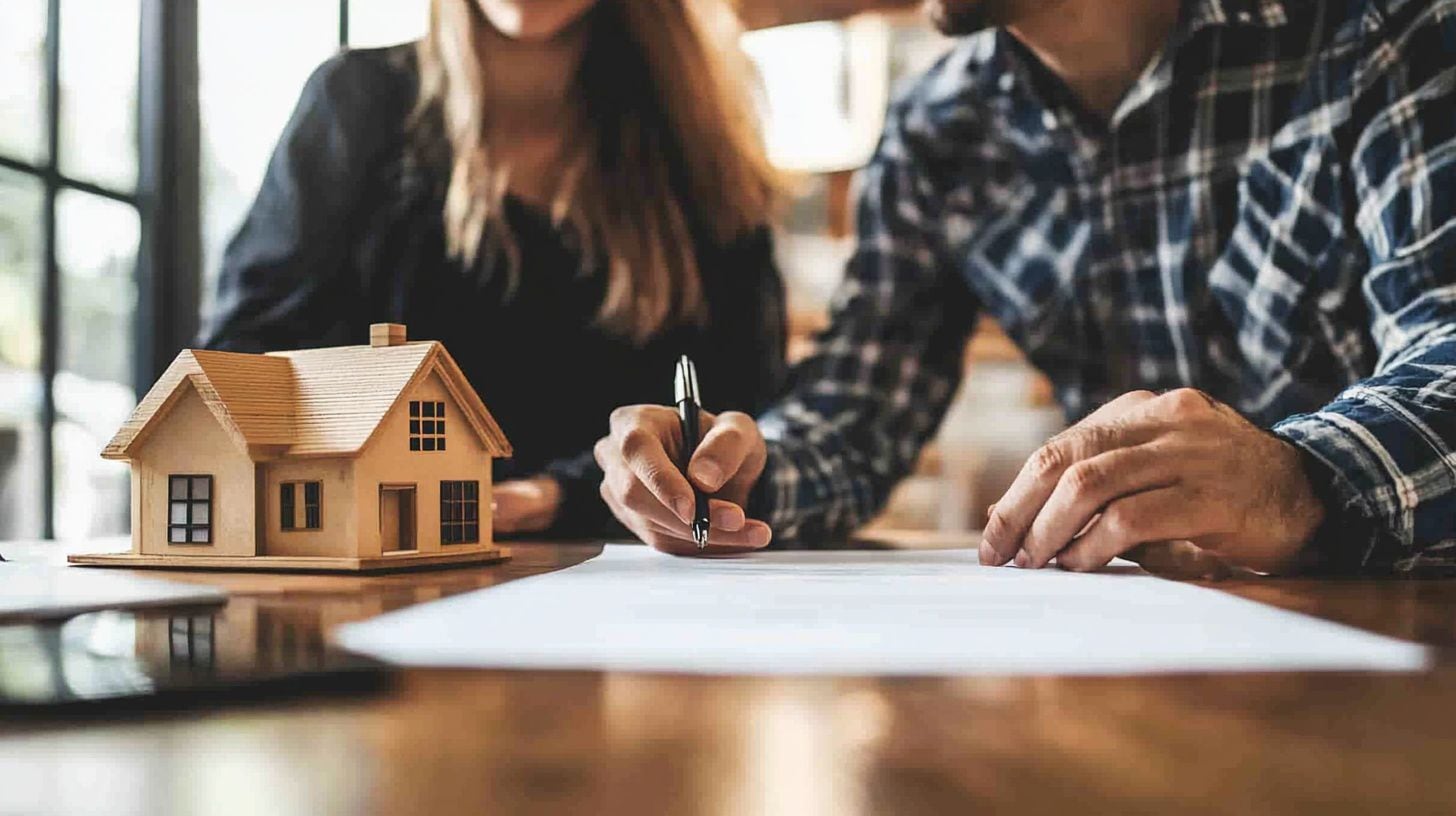 Pareja firmando la compra de una vivienda (Imagen Ilustrativa Infobae)