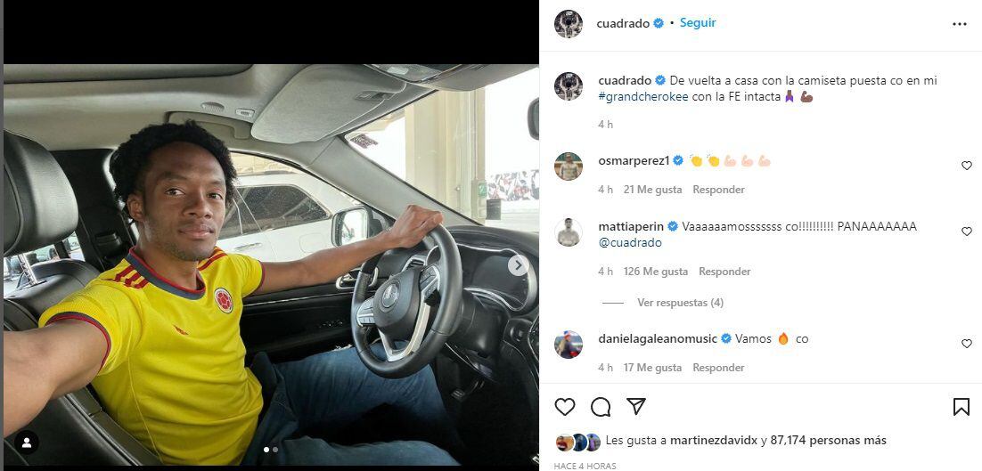 Cuadrado e Falcao enviam uma mensagem de apoio à seleção colombiana