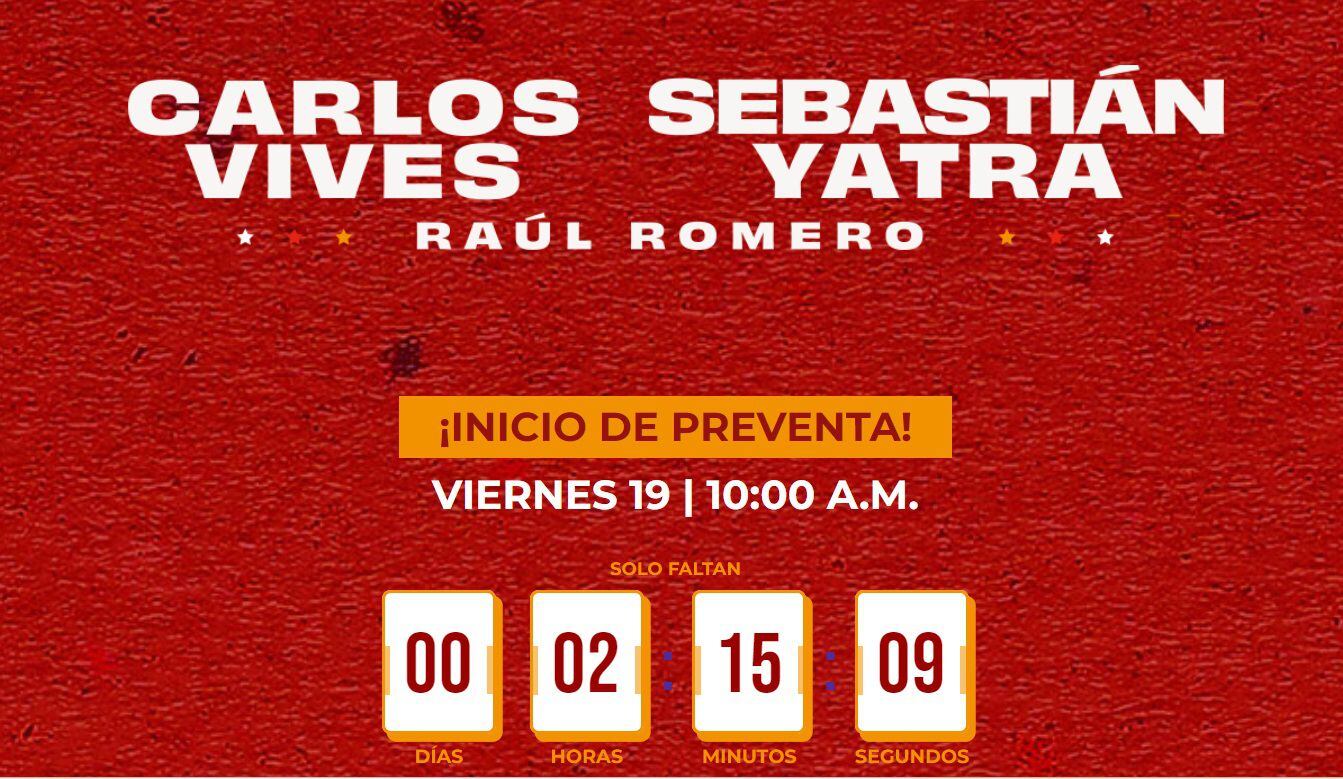 Preventa comenzará a las 10:00 horas.