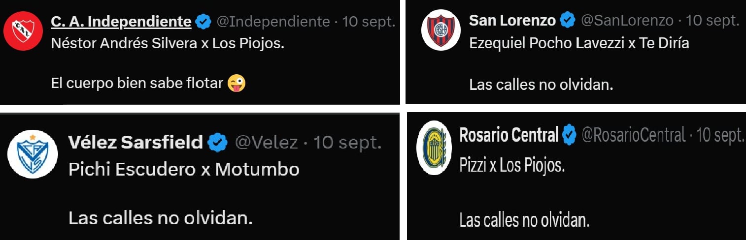 A través del nombre "Las calles no olvidan", Argentina adaptó la tendencia homenajeando a futbolistas locales