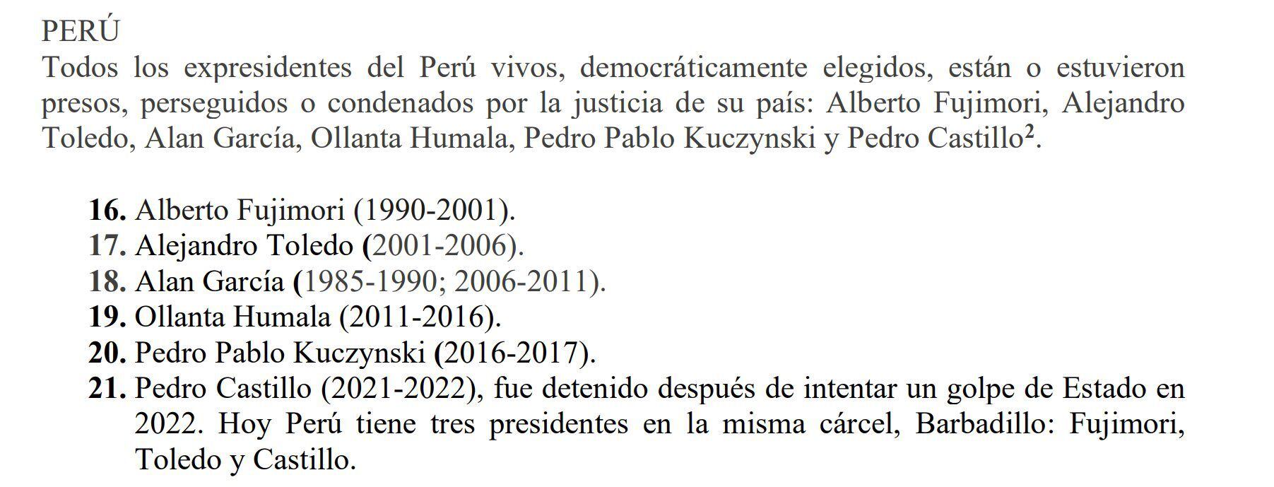 Los peruanos se encuentra en el cuarto lugar de respaldo a un gobierno militar en un contexto complicado. Detalla, además, los expresidentes con problemas con la justicia.