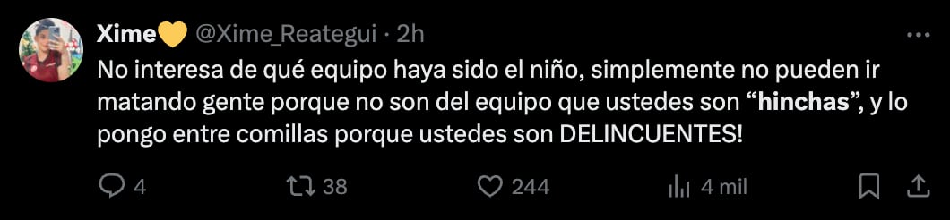 Usuarios manifiestan su indignación por ataques de bala a niños en medio de gresca entre hinchas de Alianza Lima y Universitario de Deportes.