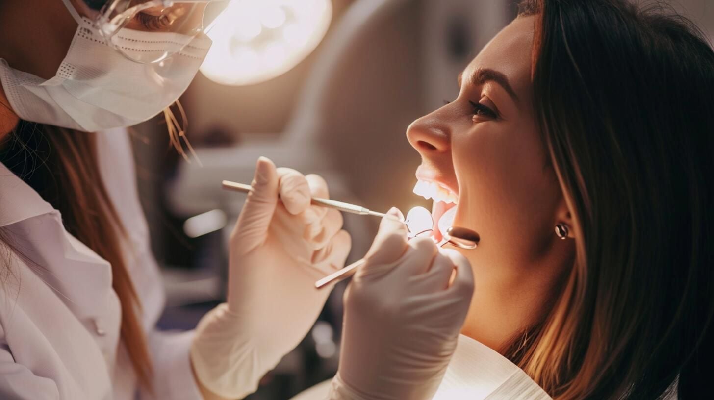 Paciente siendo examinada por el dentista, enfocándose en la odontología como clave para el cuidado dental, la salud bucal, el aliento fresco y la prevención de caries. (Imagen Ilustrativa Infobae)